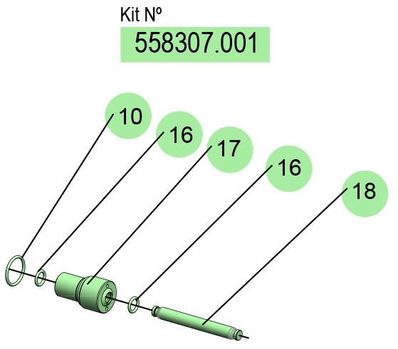 558307.001, KIT EJE DF-50 (C/J/E) (PTFE/VITON/INOX)