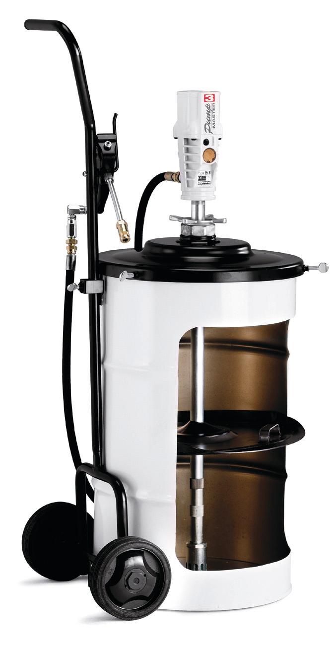 PUMPMASTER 3 - 55:1 RATIO GREASE PNEUMATIC PUMP, 50 KG DRUM MOBILE PACKAGE WITH DRUM COVER