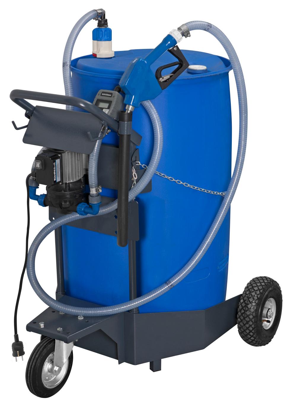 230 V SOLURA SERIES MOBILE ELECTRIC PUMP PACKAGE FOR ADBLUE/DEF WITH AUTOMATIC NOZZLE AND METER, 205 L DRUMS, 30 L/MIN