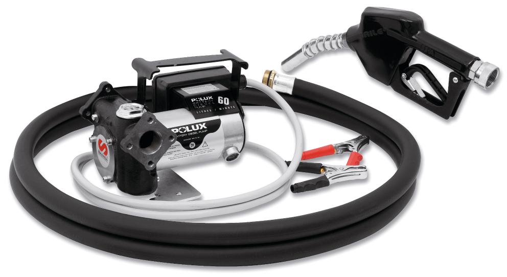 12 V DC POLUX SERIES ELECTRIC PUMP PACKAGE FOR DIESEL WITH AUTOMATIC NOZZLE, 60 L/MIN