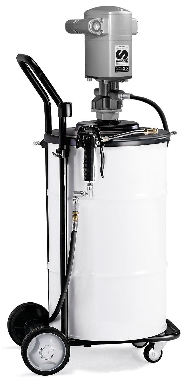 PUMPMASTER 35 - 60:1 RATIO GREASE PNEUMATIC PUMP, 50 KG DRUM MOBILE PACKAGE WITH COVER