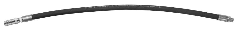 GREASE OUTLET HOSE WITH GREASE CONNECTOR, DOUBLE STEEL BRAID, 500 MM