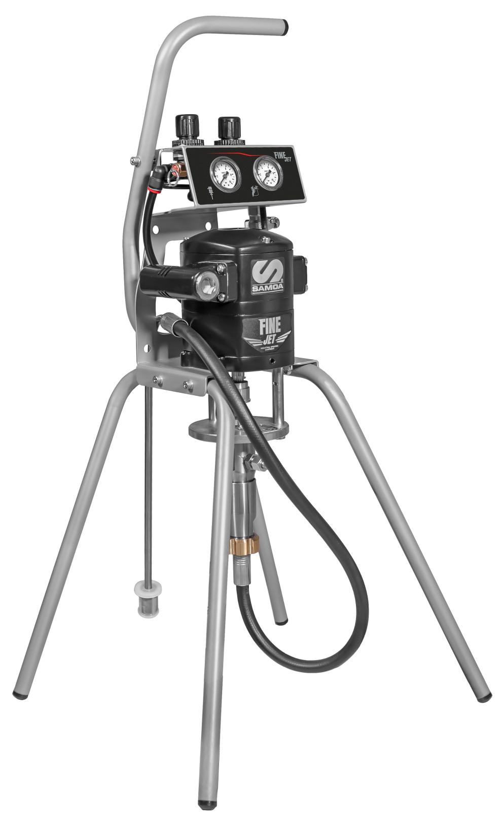 FINE-JET 30:1 AIR-CONTROLLED AIRLESS SPRAY PACKAGE  Four-leg stand
+SUCTION HOSE + Gravity Tank