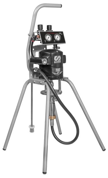 FINE-JET 30:1 AIR-CONTROLLED AIRLESS SPRAY PACKAGE  Four-leg stand
+SUCTION HOSE + Gravity Tank