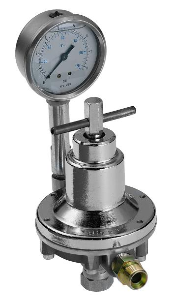REGULADOR DE BAJA PRESIÓN EN ALUMINIO, MANUAL CON MANÓMETRO 0-7 BAR (14
l/min) ENTRADA DE LUIDO: 3/8 quot; BSPP(F) SALIDA DE FLUIDO: 1/4 quot;
BSPP (M), MEMBRANAS NYLON - PTFE, PRESION DE ENTRADA MÁXIMA: 14 BAR