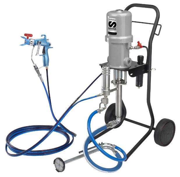 GHIBLI 40:1 AIR CONTROLLED AIRLESS ON Trolley WITH LINE FILTER, SUCTIONHOSE AND SPRAYING KIT (HOSE: 7,5 m   Ø  3/16