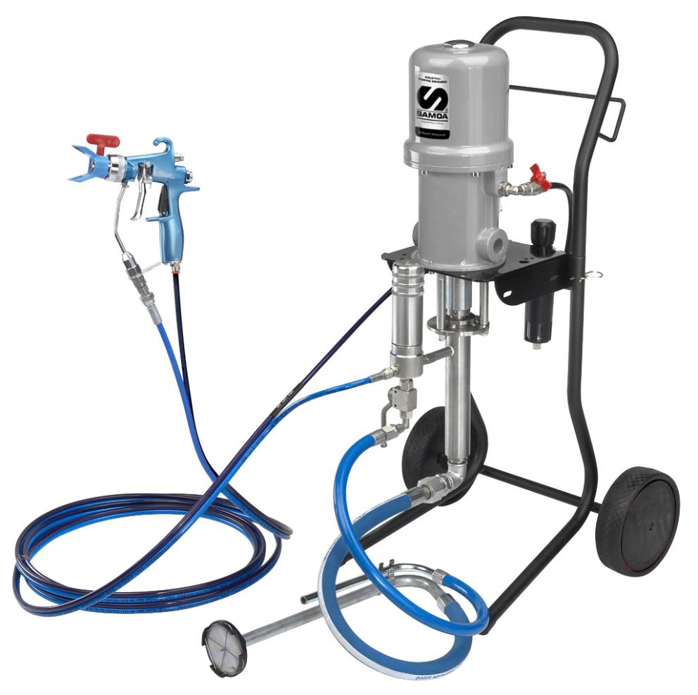 GHIBLI 30:1 AIR CONTROLLED AIRLESS ON Trolley WITH LINE FILTER, SUCTIONHOSE AND SPRAYING KIT (HOSE: 7,5 m   Ø  3/16