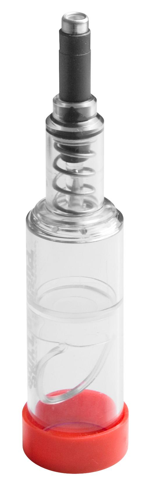 PUSH ACTION GREASE PUMP, 60 CC, PLASTIC TANK, CONCAVE NOZZLE