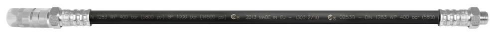 GREASE OUTLET HOSE WITH GREASE CONNECTOR, SINGLE POLYESTER BRAID, 300 MM
