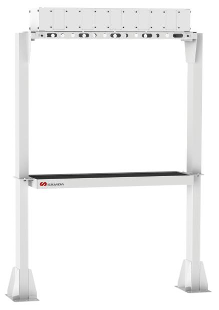 GANTRY FOR INSTALLATION OF 5 HOSE REELS WITH UPPER SUPPORT FOR METER DISPLAYS