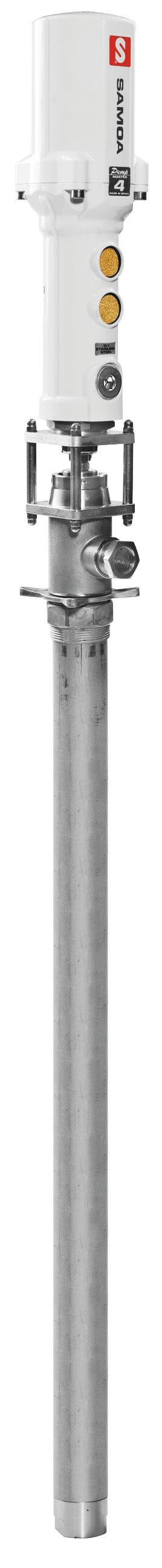 STAINLESS STEEEL PNEUMATIC PISTON PUMP WITH SUCTION TUBE, PUMPMASTER 4,PM4 - 3:1, 205 L (55 GAL) DRUMS