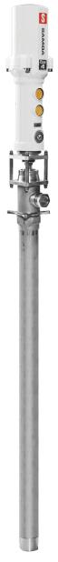 STAINLESS STEEEL PNEUMATIC PISTON PUMP WITH SUCTION TUBE, PUMPMASTER 4,PM4 - 3:1, 205 L (55 GAL) DRUMS