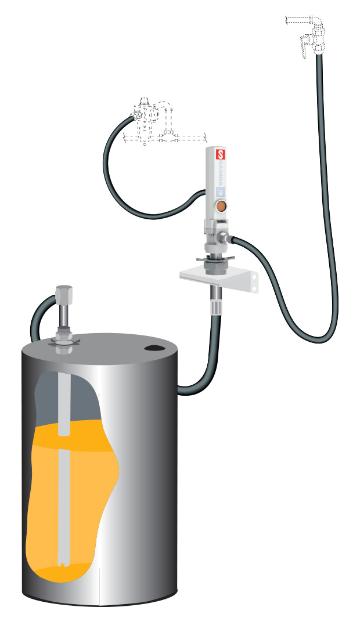 PUMPMASTER 2 - 3:1 RATIO OIL PNEUMATIC PUMP, 205 L DRUM, WALL MOUNTED KIT