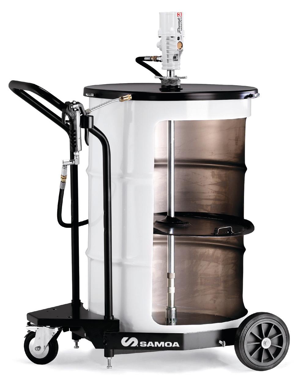 PUMPMASTER 3 - 55:1 RATIO GREASE PNEUMATIC PUMP, 185 KG DRUM MOBILE PACKAGE