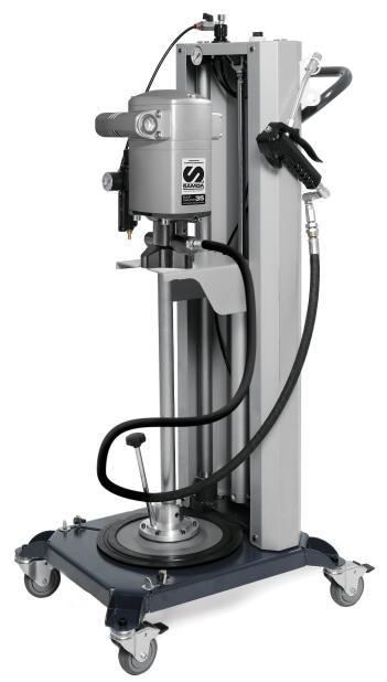 PAQUETE MÓVIL DE BOMBA NEUMÁTICA PUMPMASTER 35 - 60:1 PARA EXTRUSIÓN DE
GRASA CON PISTOLA, BIDÓN 12-20 KG