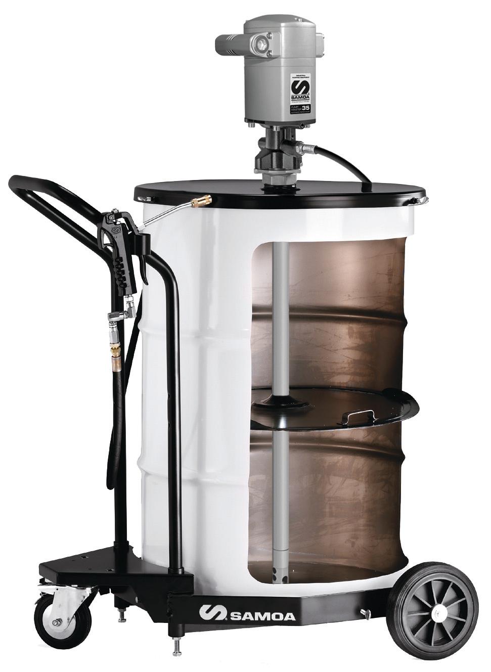 PUMPMASTER 35 - 60:1 RATIO GREASE PNEUMATIC PUMP, 185 KG DRUM MOBILE PACKAGE