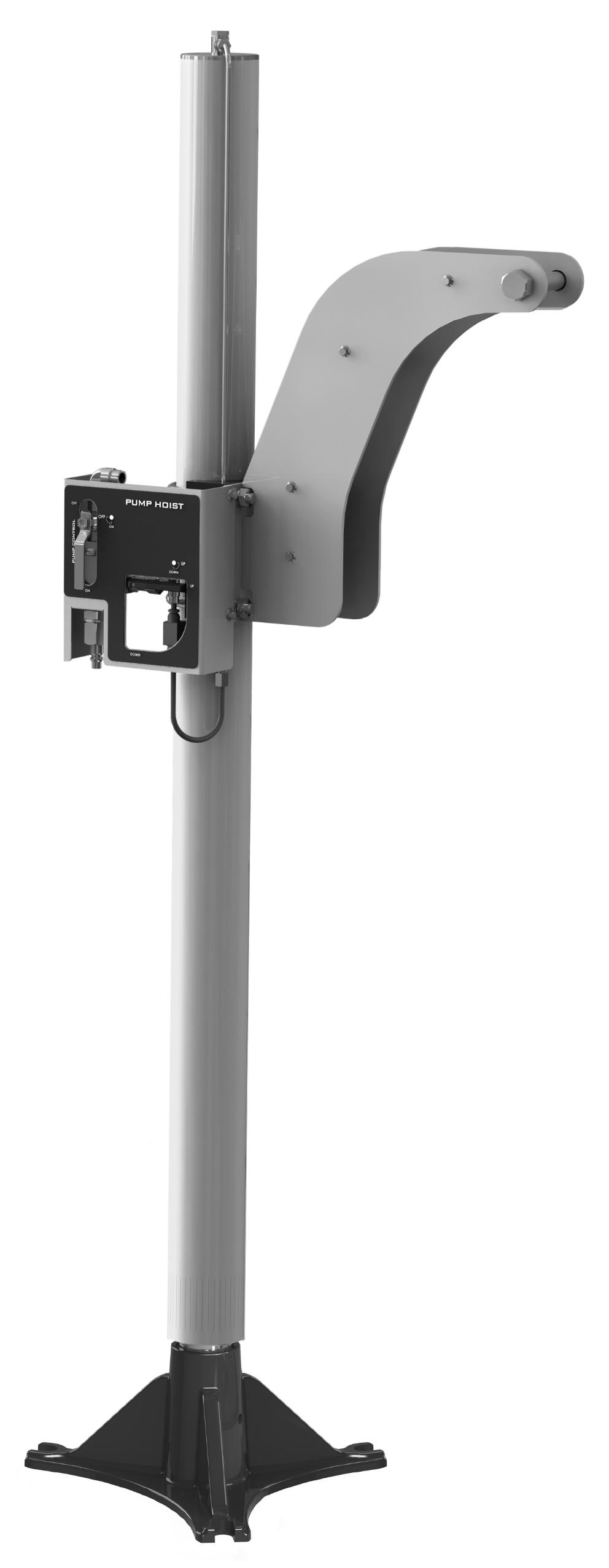 SINGLE POST AIR OPERATED PUMP HOIST FOR PISTON PUMPS
