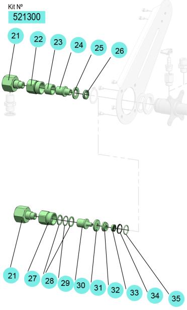 SWIVEL ASSEMBLY + HOSE STOPPER KIT, 521300 CODE