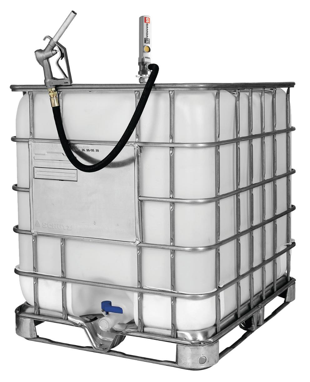 PUMPMASTER 2 - 1:1 RATIO OIL PNEUMATIC PUMP WITH DISPENSING VALVE, 1.000
L IBC, TOP MOUNTED STATIONARY PACKAGE