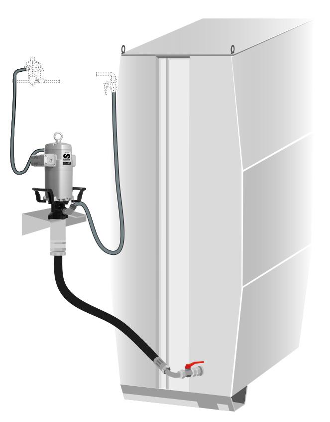 PUMPMASTER 45 - 10:1 RATIO OIL PNEUMATIC PUMP, TANKS OR IBC, WALL
MOUNTED KIT