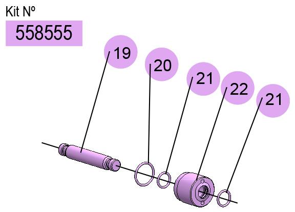 558555, KIT EJE DP-200 (C/J/E) (PTFE/FKM/SS)