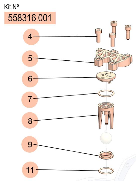 01] DF-30/DF-50 VALVE SEATS KIT (A/J/J) (INOX/VITO, 558316.001 CODE