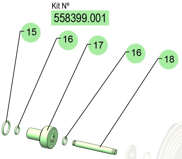 558399.001, KIT EJE DF-100 (C/J/E) (PTFEC/FKM/INOX)