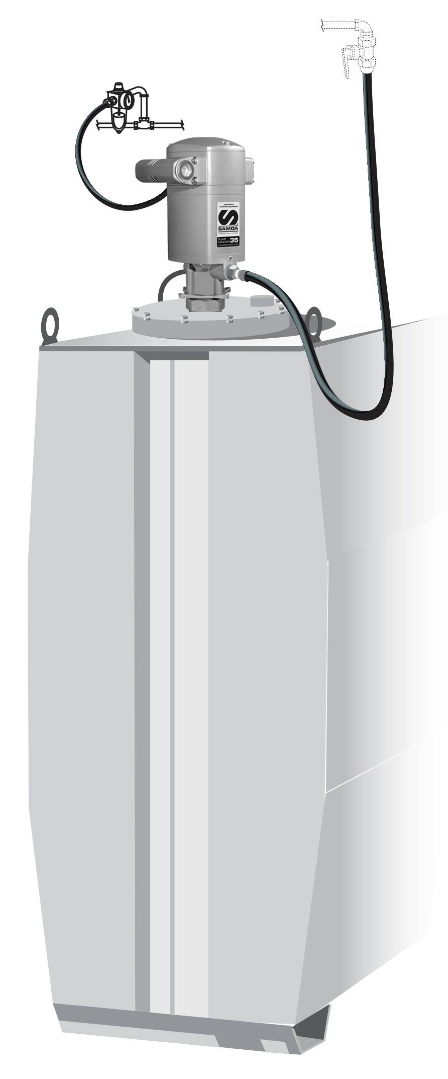 PUMPMASTER 35 - 5:1 RATIO OIL PNEUMATIC PUMP, TANK MOUNTED KIT