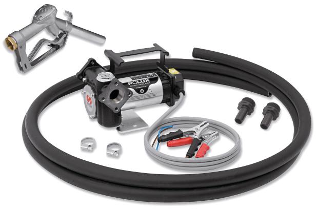 12 V DC POLUX SERIES ELECTRIC PUMP PACKAGE FOR DIESEL WITH NOZZLE AND
SUCTION PACKAGE, 40 L/MIN