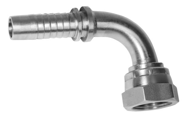 STAINLESS STEEL HYDRAULIC ADAPTER, 90° HOSE BARB Ø 13 MM – SWIVEL NUT1/2